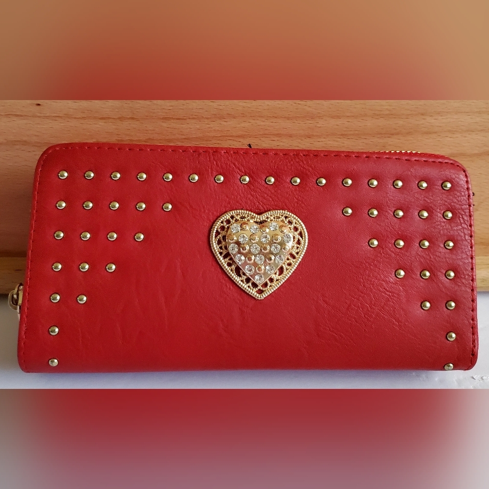 Red Studded Heart Wallet